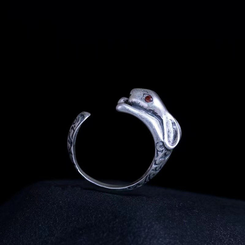 Vintage Chameleon Ring With Red Eyes Jewelry