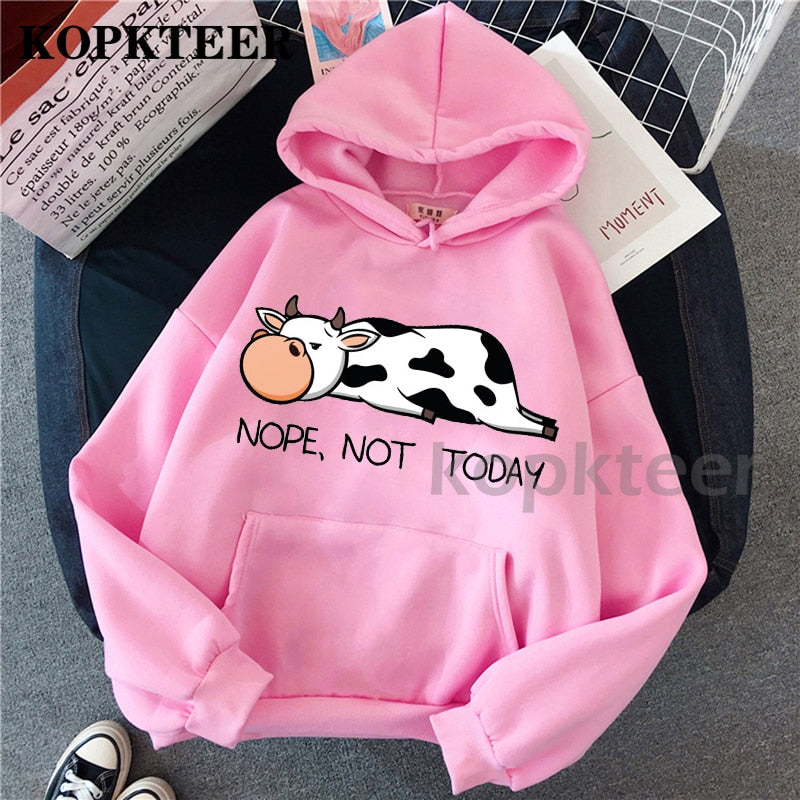 Women Sweatshirts Winter Pullovers Hoodie Cows