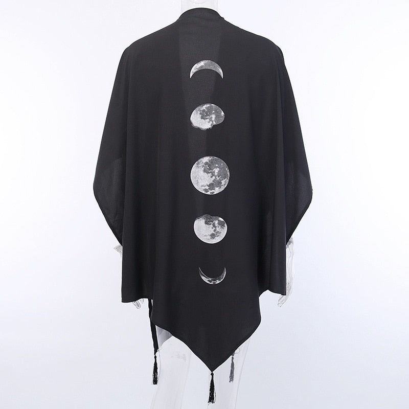 Women Winter Dark V-neck Loose Top Bat Cloak Goth Jacket