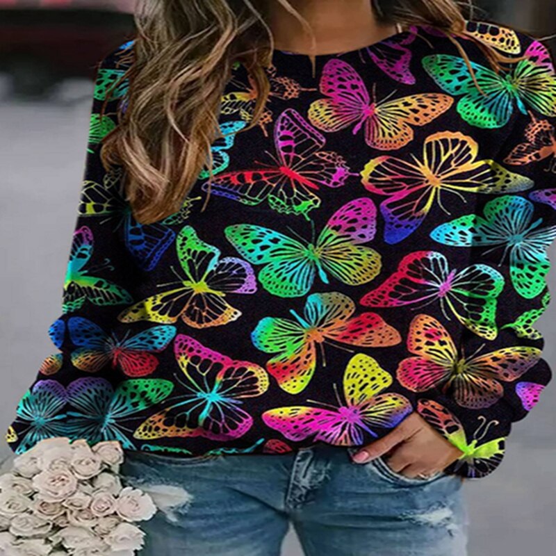 Women Butterfly Print Hoodie Fashion 3d Hoodies Hip Hop