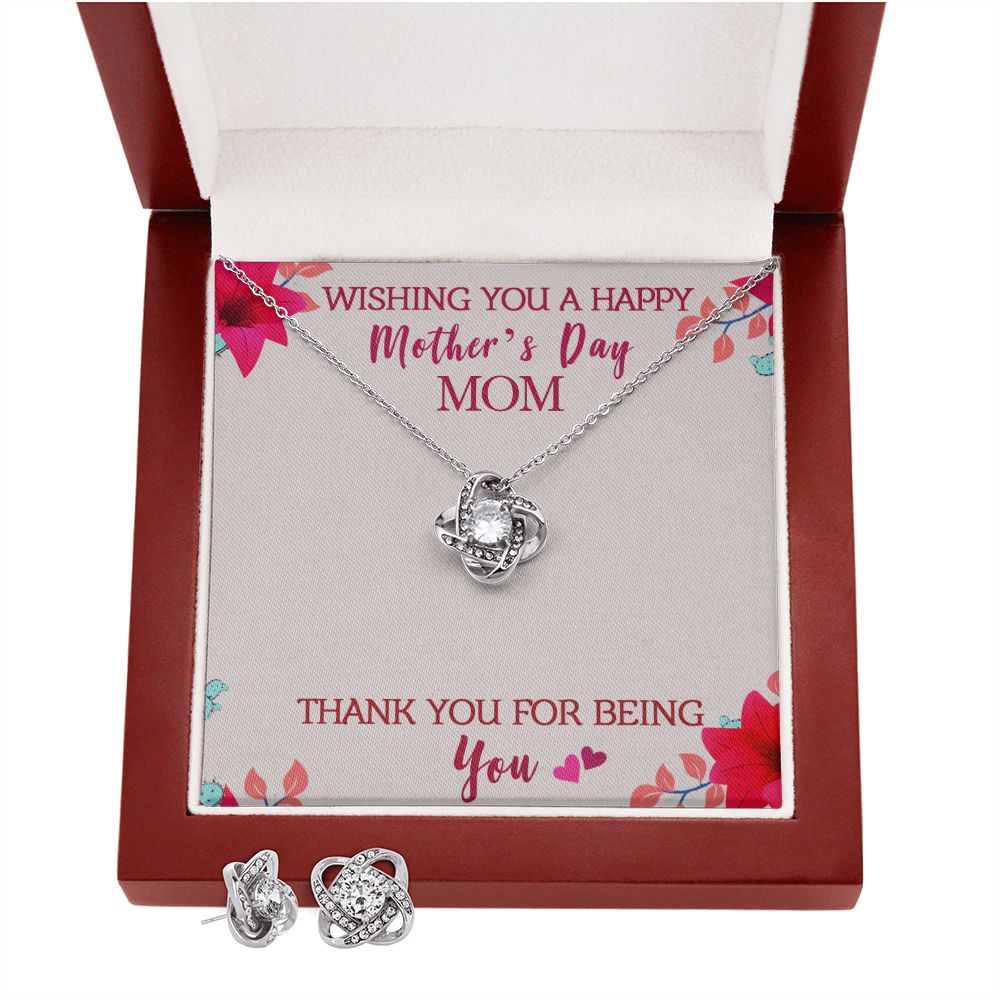 Wishing you a happy Mothers day Mom Love Knot Earring & Necklace Set