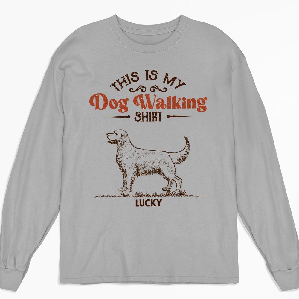Vintage Dog Walking Shirt - Personalized Custom Long Sleeve T-shirt