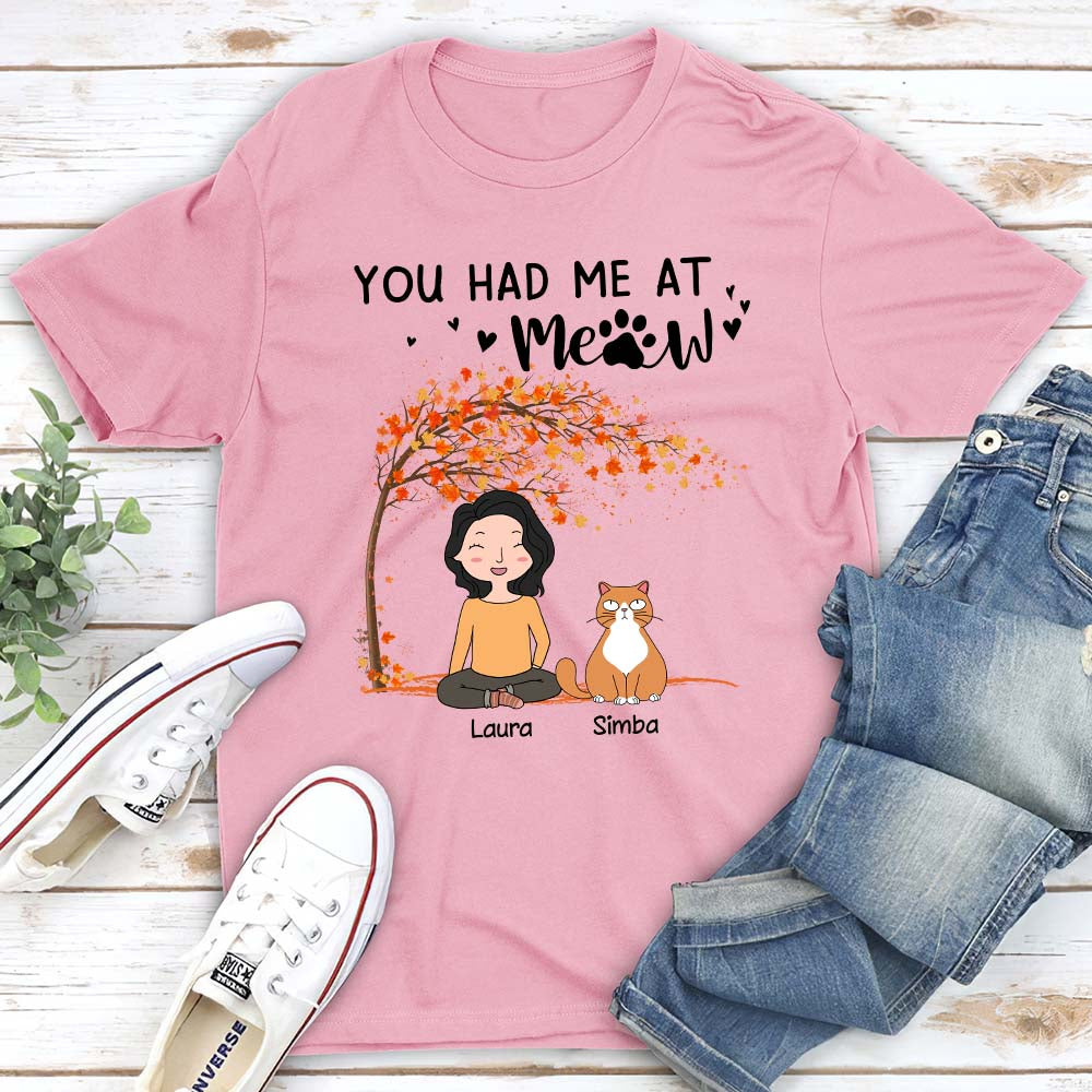 You Had Me At Meow Cartoon - Personalized Custom Unisex T-shirt