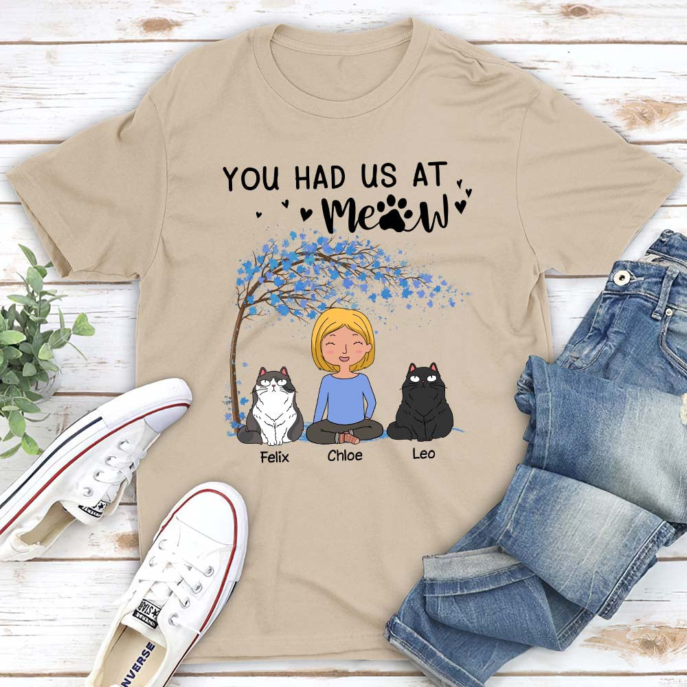 You Had Me At Meow Cartoon - Personalized Custom Unisex T-shirt