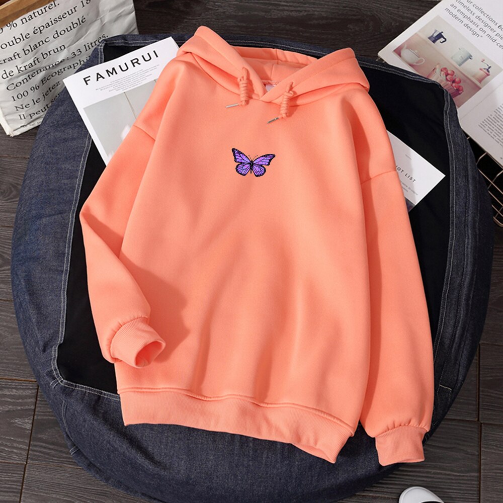 Womens  Literary Vintage Butterfly Hoodies Hiphop sweaters