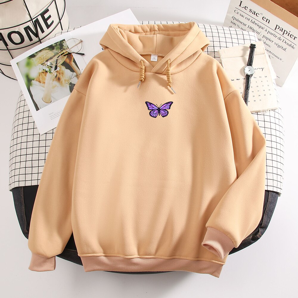 Womens  Literary Vintage Butterfly Hoodies Hiphop sweaters