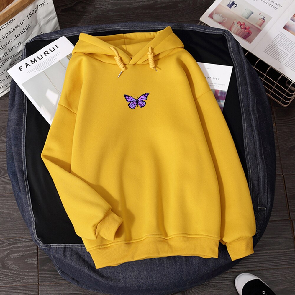 Womens  Literary Vintage Butterfly Hoodies Hiphop sweaters