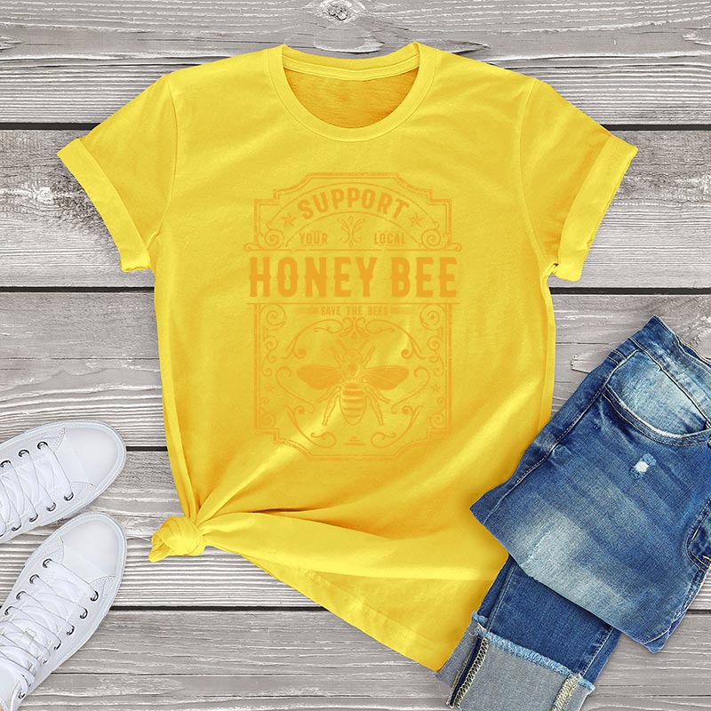 Women Honey Bee T Shirt Clothing Summer Graphic Vintage Unisex