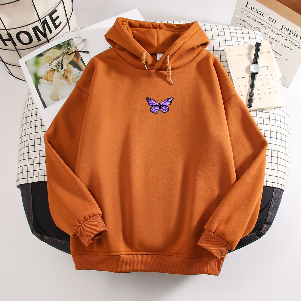 Womens  Literary Vintage Butterfly Hoodies Hiphop sweaters