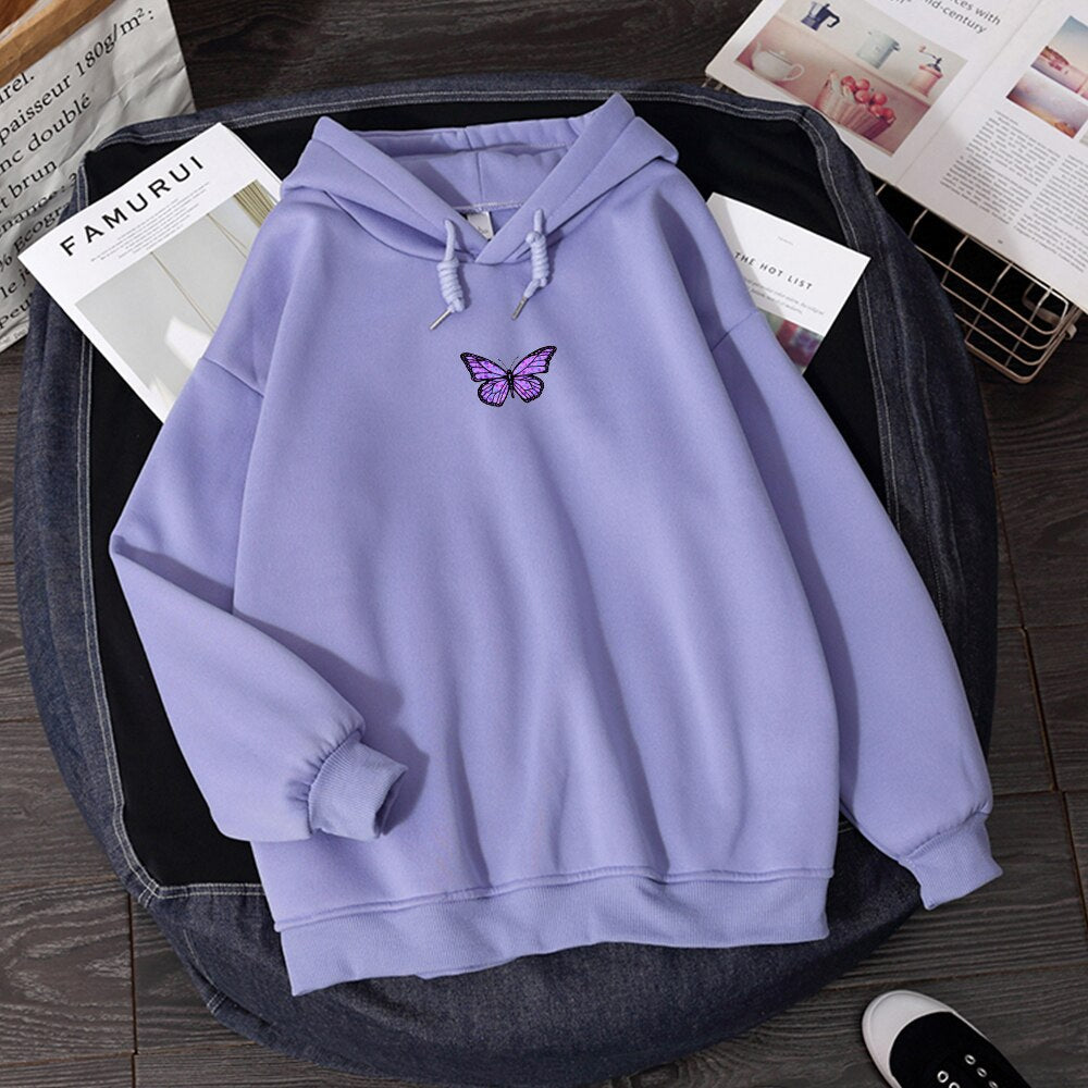 Womens  Literary Vintage Butterfly Hoodies Hiphop sweaters