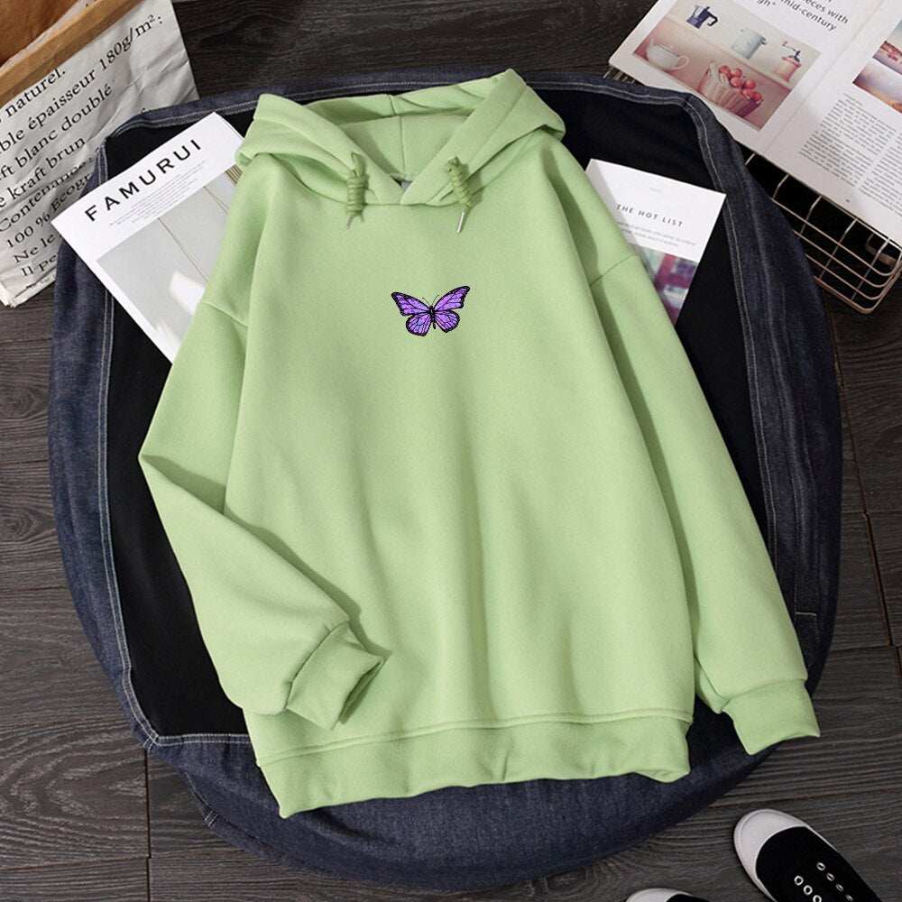 Womens  Literary Vintage Butterfly Hoodies Hiphop sweaters