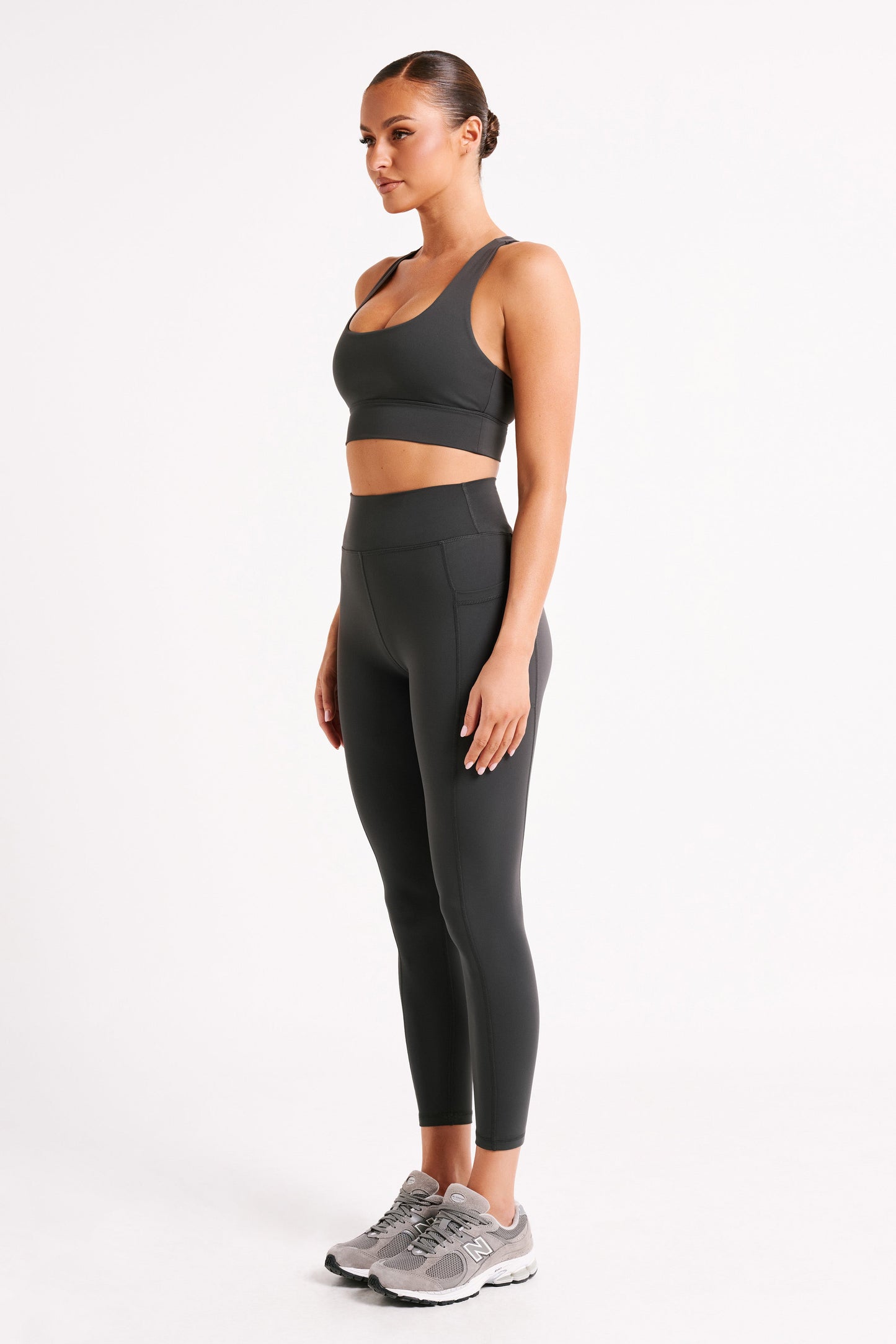Thea Racerback Crop Top - Charcoal