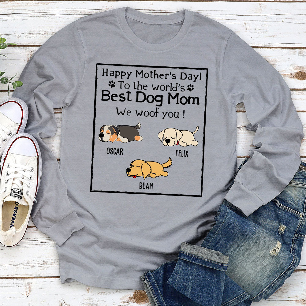 Woof Best Dog Mom - Personalized Custom Long Sleeve T-shirt
