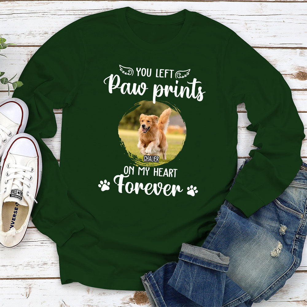 You Left Paw Prints - Personalized Custom Long Sleeve T-shirt