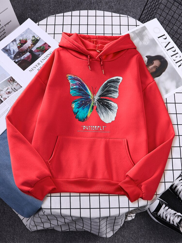 Womans Butterfly Colorful Half Black And White Prints Hoodies