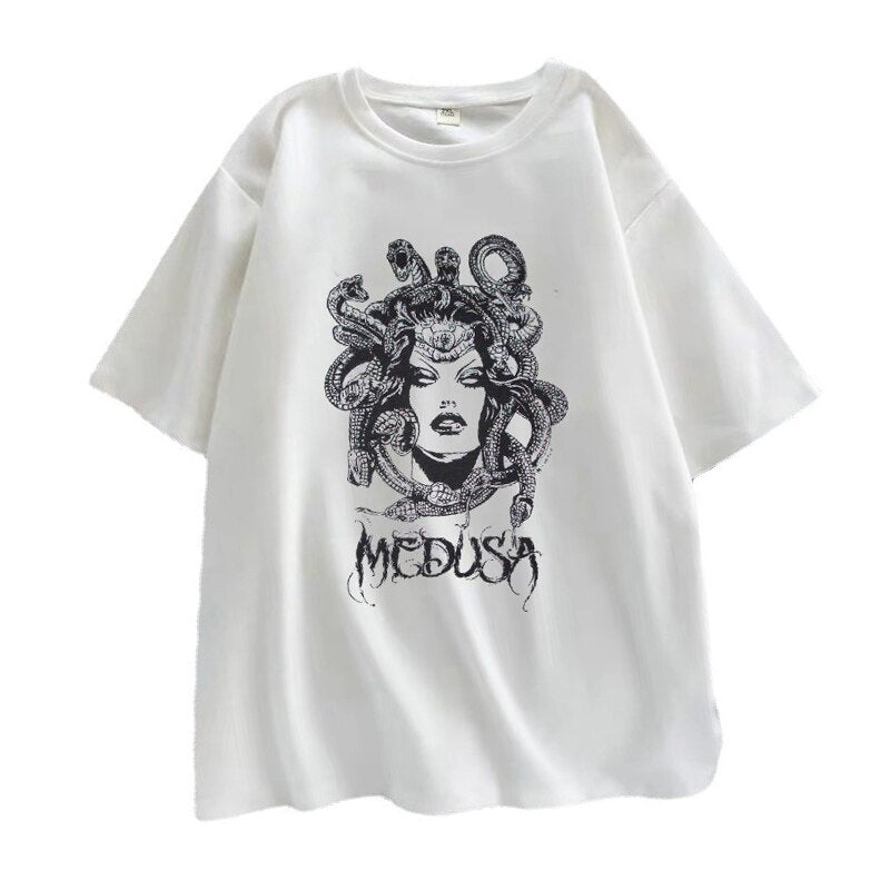 Women Snake Head Monster Medusa Graphic T-shirt