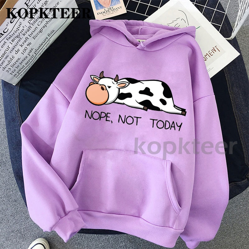 Women Sweatshirts Winter Pullovers Hoodie Cows