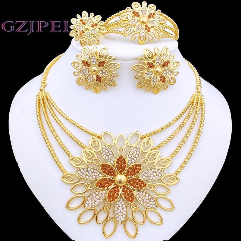 Women's Jewelry Set Italy Elegant 18k Gold Plated Women Necklace Earring-Jewelry-Bennys Beauty World