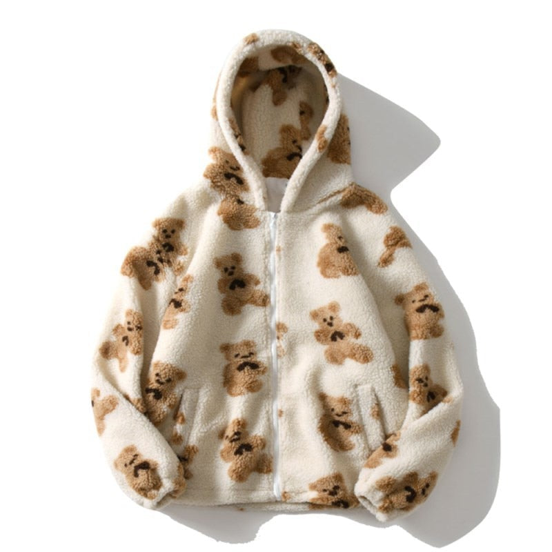 Women Zip Up Sweatshirt Teddy Bear Coat Warm Hoodies