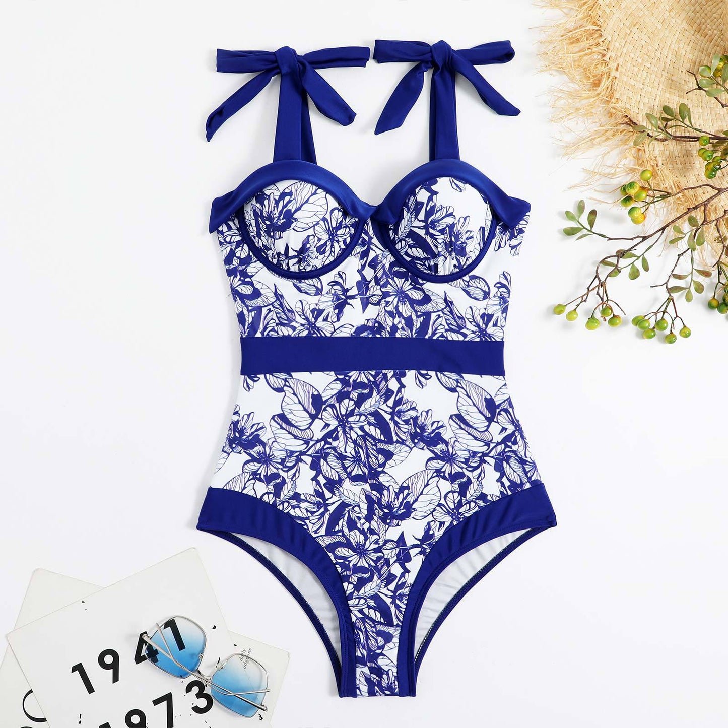 Woman Flamingo Print One Piece Swimsuit Bikini Swimwear