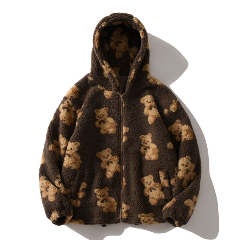 Women Zip Up Sweatshirt Teddy Bear Coat Warm Hoodies