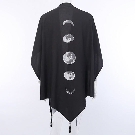Women Winter Dark V-neck Loose Top Bat Cloak Goth Jacket