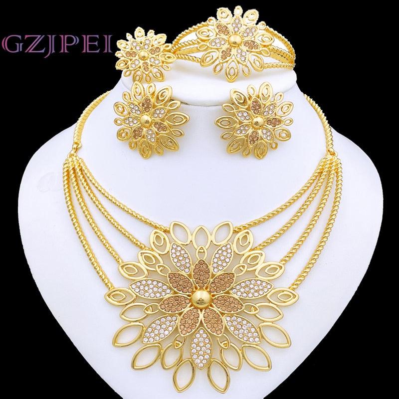 Women's Jewelry Set Italy Elegant 18k Gold Plated Women Necklace Earring-Jewelry-Bennys Beauty World