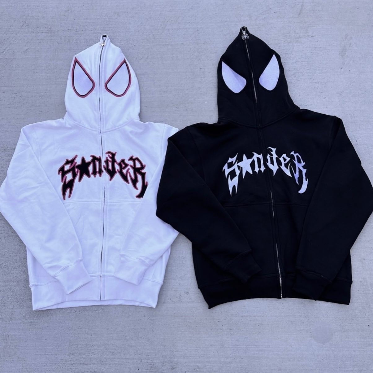 Women Streetwear Hoodie Spider-Punk Zip Up Hoodies Graphic