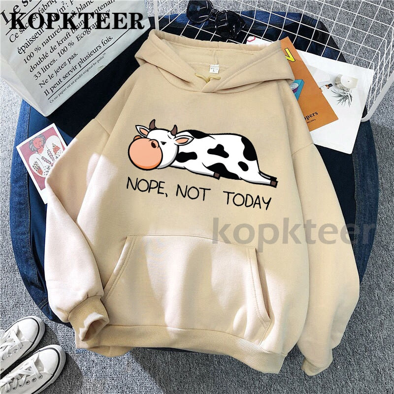 Women Sweatshirts Winter Pullovers Hoodie Cows