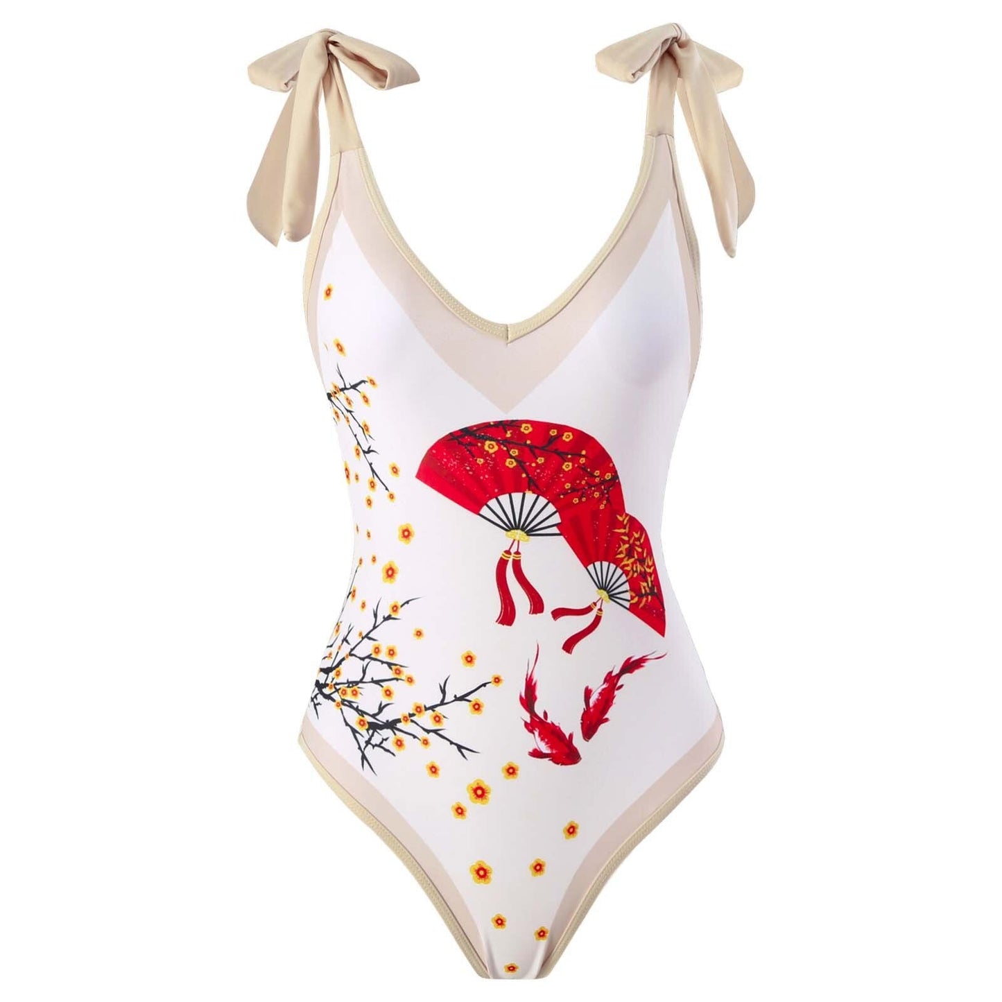 Woman Flamingo Print One Piece Swimsuit Bikini Swimwear