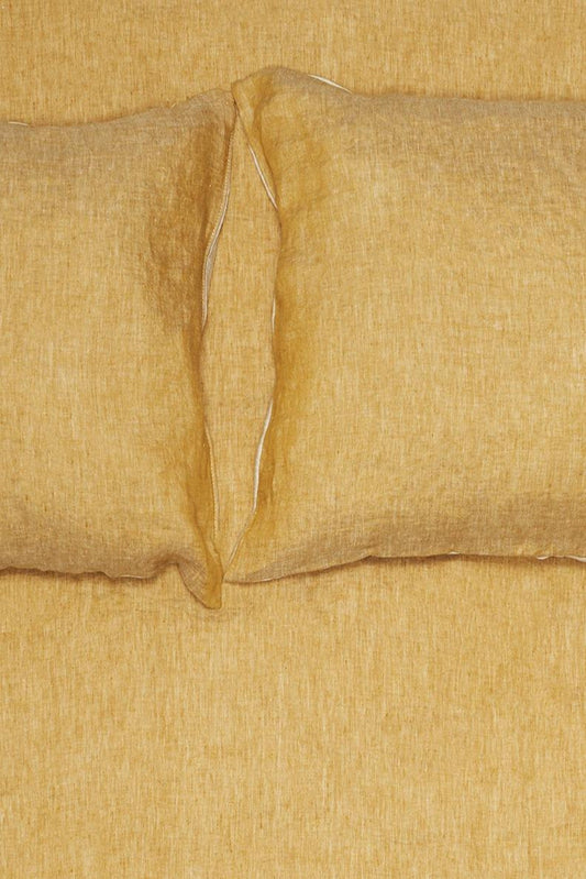 Two Tone Stonewashed Linen Bedding col. Curry-Natural Linen Bedding-leinen bettwäsche-ZigZagZurich