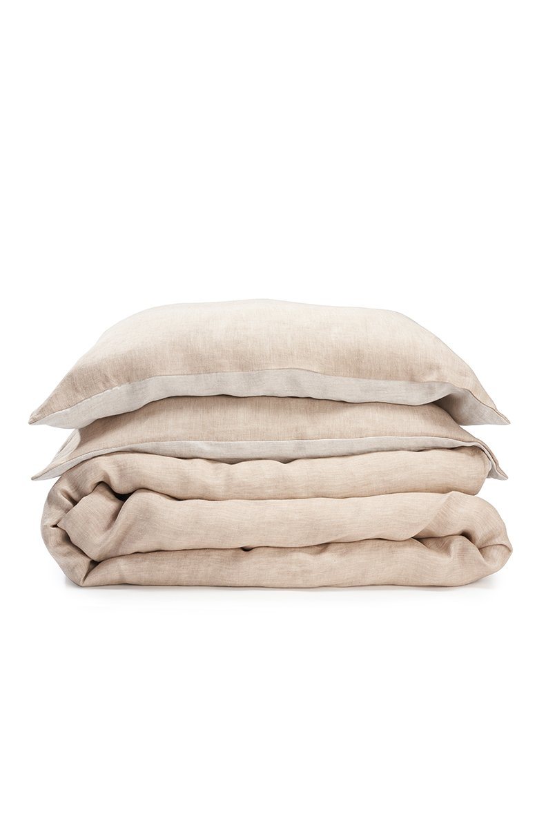 Two Tone Stonewashed Linen Bedding col. Sand