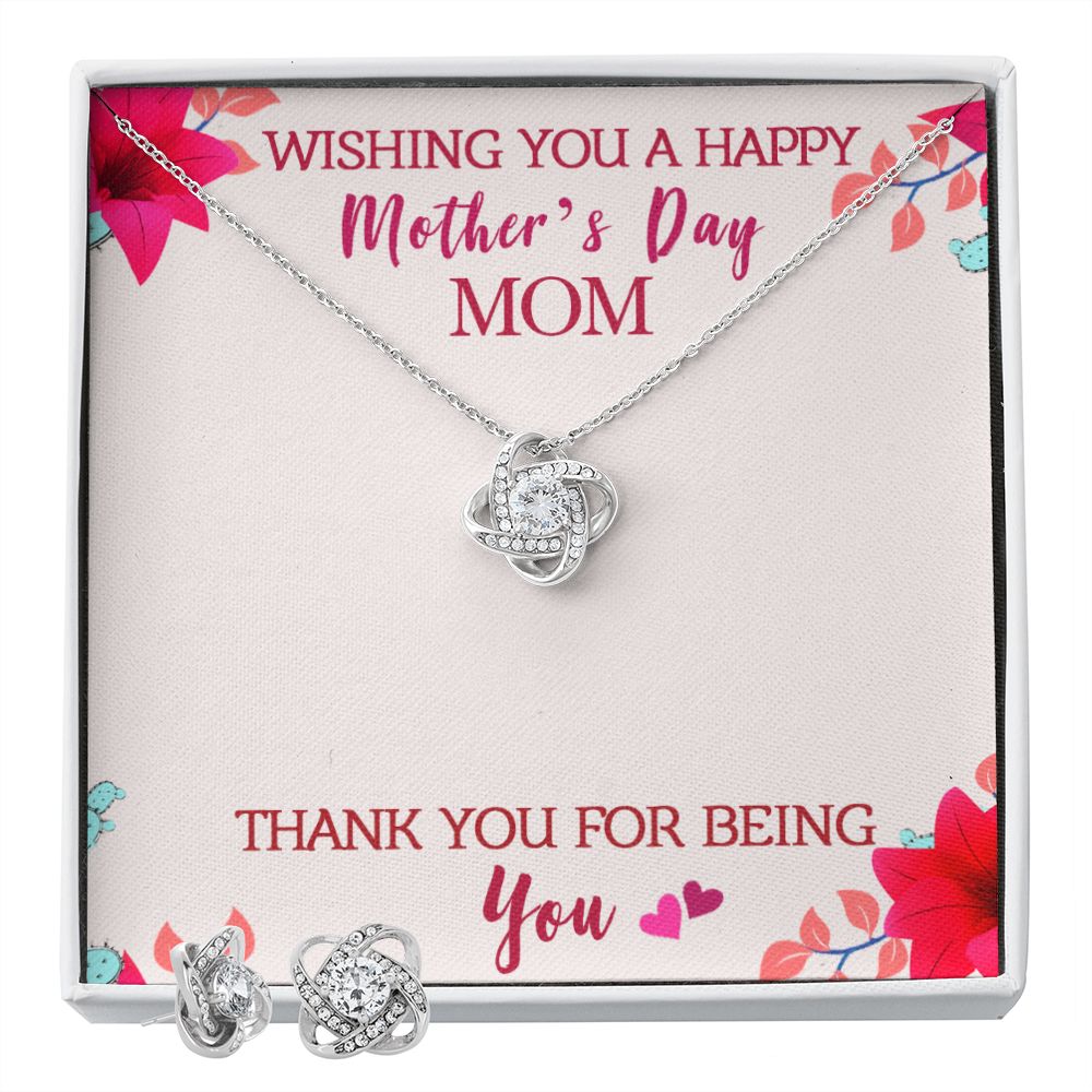 Wishing you a happy Mothers day Mom Love Knot Earring & Necklace Set