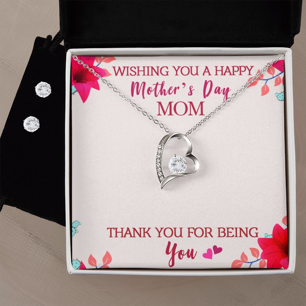 Wishing you a happy Mothers day  Forever Love Necklace and Cubic Zirconia Earring Set