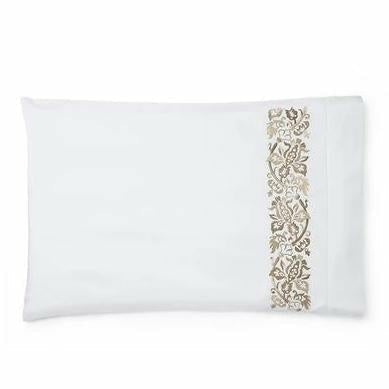 Sferra Saxon Bedding Pair Of Two Pillowcases Champagne Fine Linens
