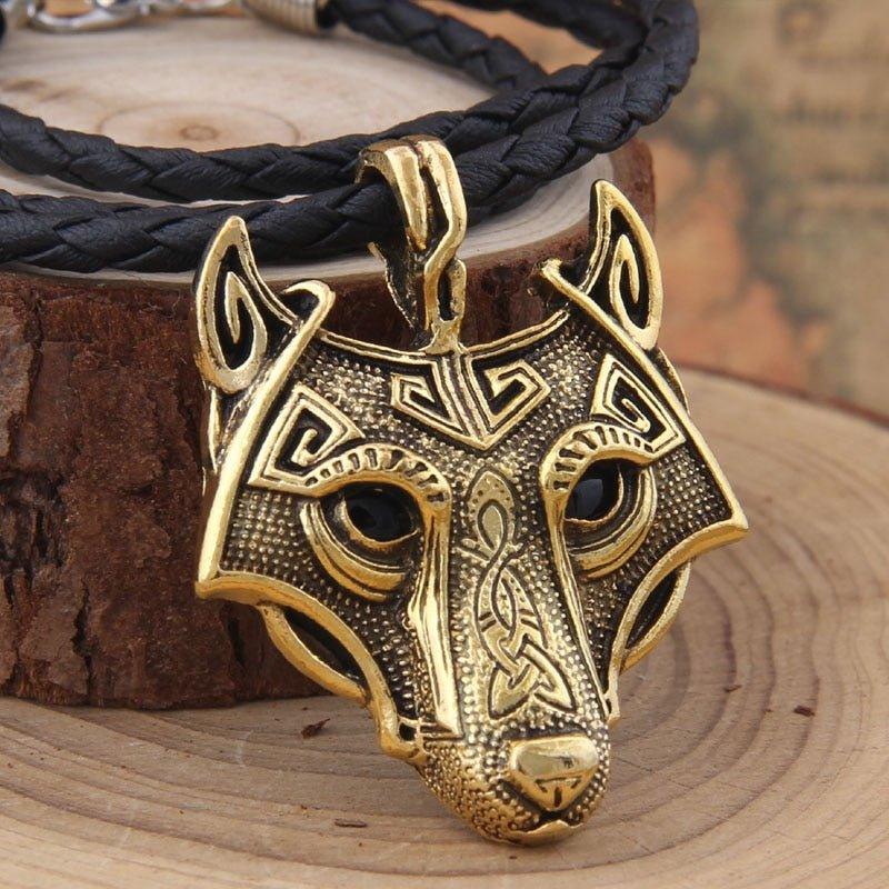 Vikings Norse Wolf Head Necklace Animal Jewelry - Animal Amity