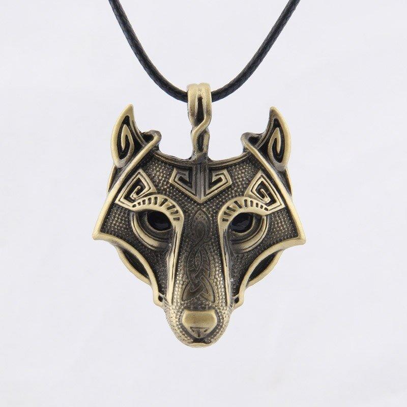 Vikings Norse Wolf Head Necklace Animal Jewelry - Animal Amity