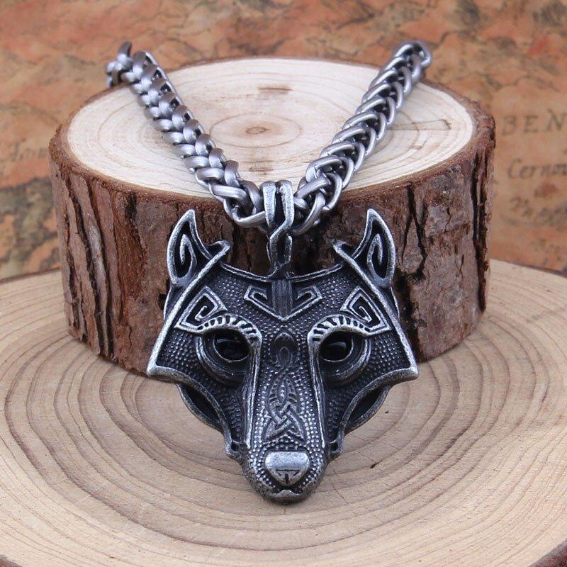 Vikings Norse Wolf Head Necklace Animal Jewelry - Animal Amity