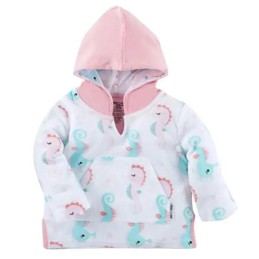Zoocchini - Baby Girl Terry Swim Coverup Upf50+, Seahorse