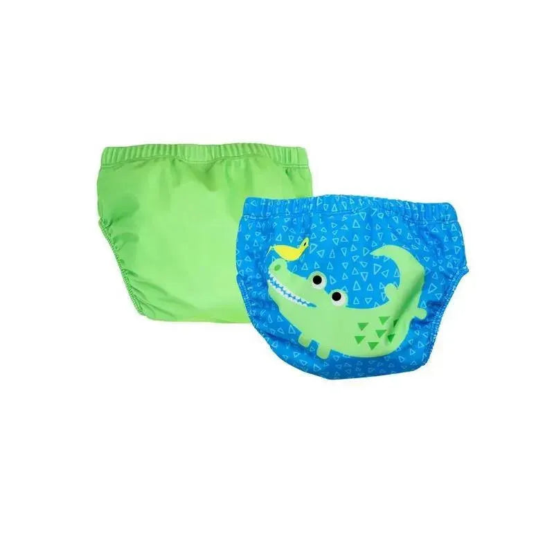 Zoocchini - Baby Knit Swim Diaper 2Pk Set, Aidan The Alligator