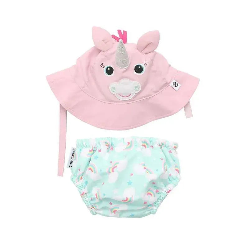 Zoocchini - Baby Swim Diaper & Sun Hat Set, Allie The Alicorn