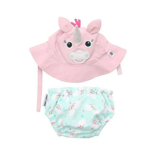Zoocchini - Baby Swim Diaper & Sun Hat Set, Allie The Alicorn