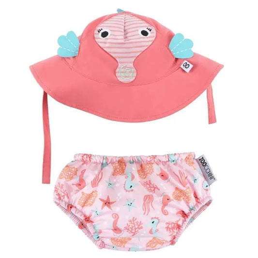 Zoocchini - Baby Swim Diaper & Sun Hat Set, Sally The Seahorse