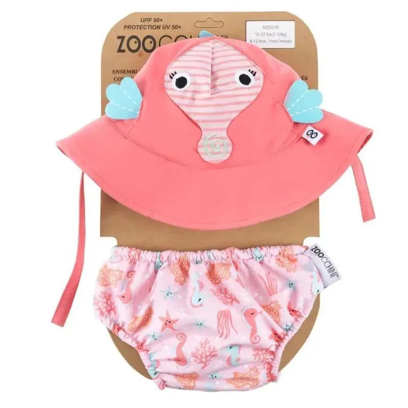 Zoocchini - Baby Swim Diaper & Sun Hat Set, Sally The Seahorse
